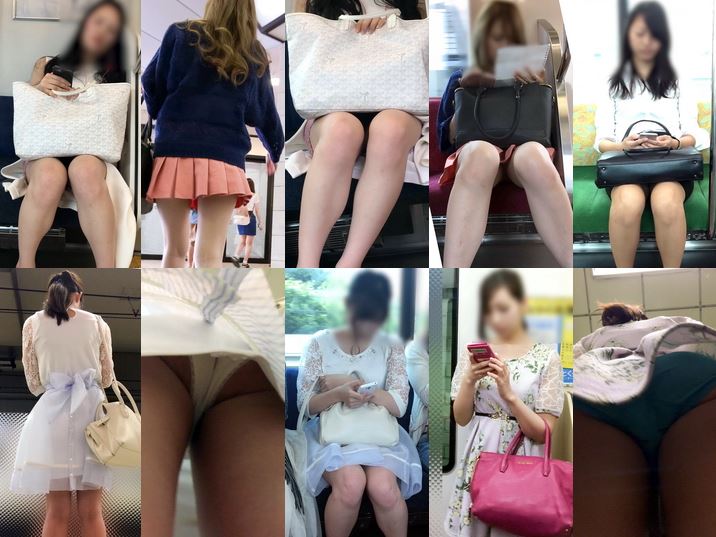 【電車内盗撮】激カワ美女のモロだしなエロい太もも＆白パンティをじっくり盗撮【FHD動画