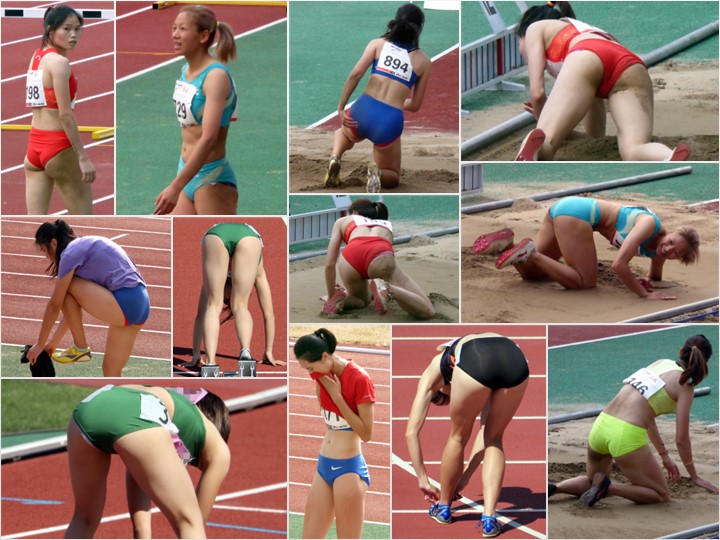 Gcolle Sport 陸上日本女子1☆白ハイレグパンツ食い込み汗染み 透け