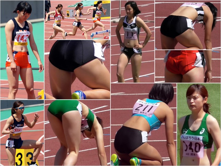 Gcolle Sport 陸上日本女子1☆白ハイレグパンツ食い込み汗染み 透け