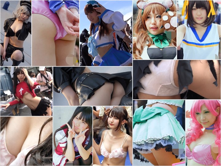 セット商品★コミックマーケット コスプレ アイドルコス バックパンチラ 対面開脚 美脚純白パンチラ