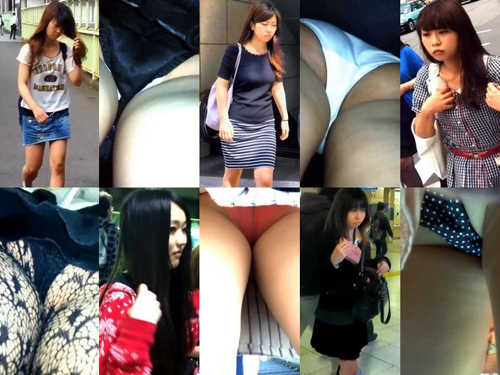 Gcolle_Upskirt_406 パンチラ盗撮 女子大生 黒地に白の水玉パンツ, パンチラ盗撮 OLさん 迷彩柄っぽいハデなパンツをエスカ直下撮り