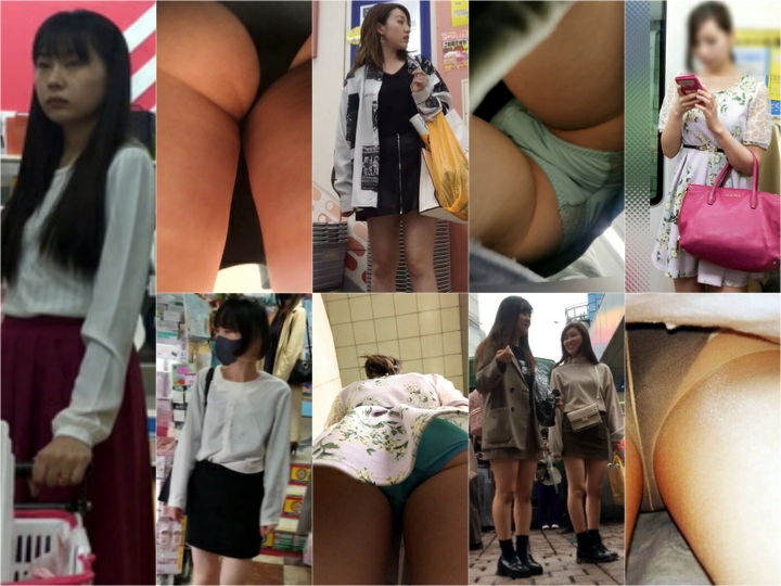 Gcolle_Upskirt_717 ポニーテール美少女【バレ】, 【スマホで逆さ撮り35】ピンクロングスカートの激カワお姉さん 買い物中に大胆股開き 黒スト越しのパンティを撮られる 【素人盗撮】, 大人の花園BK select-6 , 私服ハーフKちゃんの逆さ！？その他美形お姉さん達のP事情