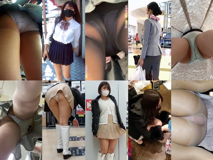 Gcolle_Upskirt_813 170cm級長身少女/猛暑日は生パンのみ, 【Pcolle限定版】魅惑のCAさんP2☆前屈み状態をすかさずゲット！薄黒ストから透ける紺Pに大悶絶^ ^, 【明日奈ちゃん②】同じ部署の後輩OLのパンチラ【社内逆さ撮り】