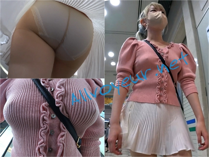 p_tanbou_075 【ゆいな①】【スカートの中の秘密】パイスラ胸ポチ☆乳首ビンビンノーブラ散歩!!!