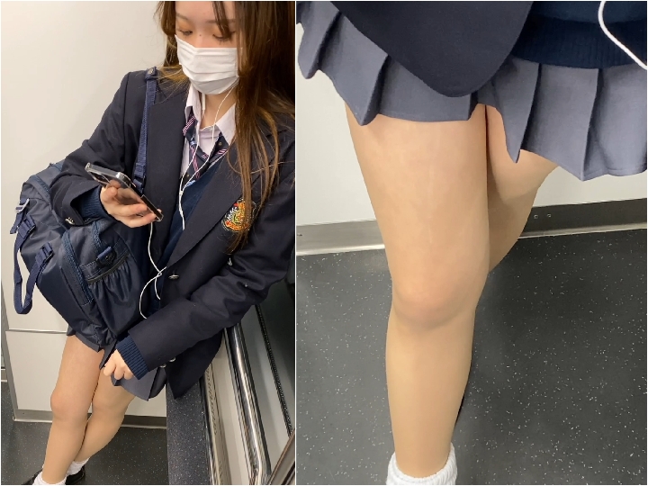 42265 JK風S級制服美女のエロ過ぎるミニスカ立ち生脚451