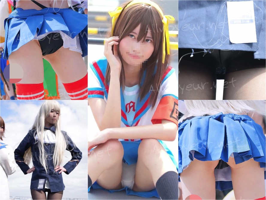 コミックマーケット コスプレ 超美人レイヤーさんの★パンツ食い込み鳥肌生尻★純白パンチラ 太もも 尻肉 コミケ