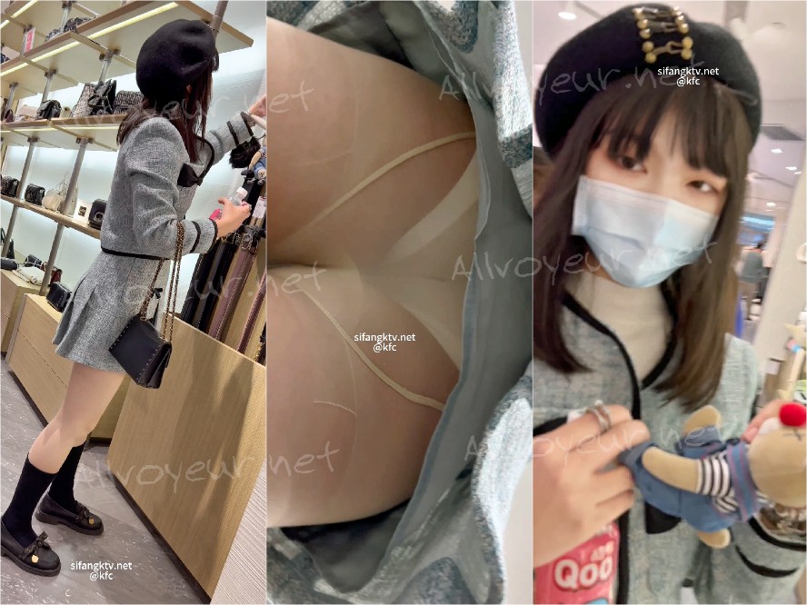【KFC】ダブルテールのロリータが買い物中に写真を撮る、白いニーハイソックスとピンクの下着、多角度CD