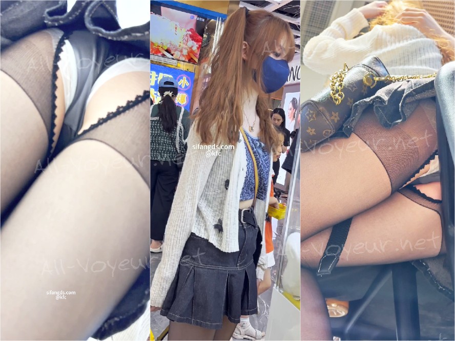 極上ツインテールロリ！股開き黒ストッキングがセクシーに露出。下着を密着させて撮影