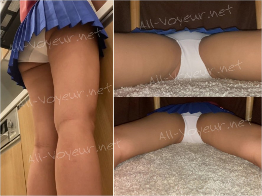 姉 こたつの中 ミニスカテニスウェア 純白ショーツ 後編【家庭内盗撮】