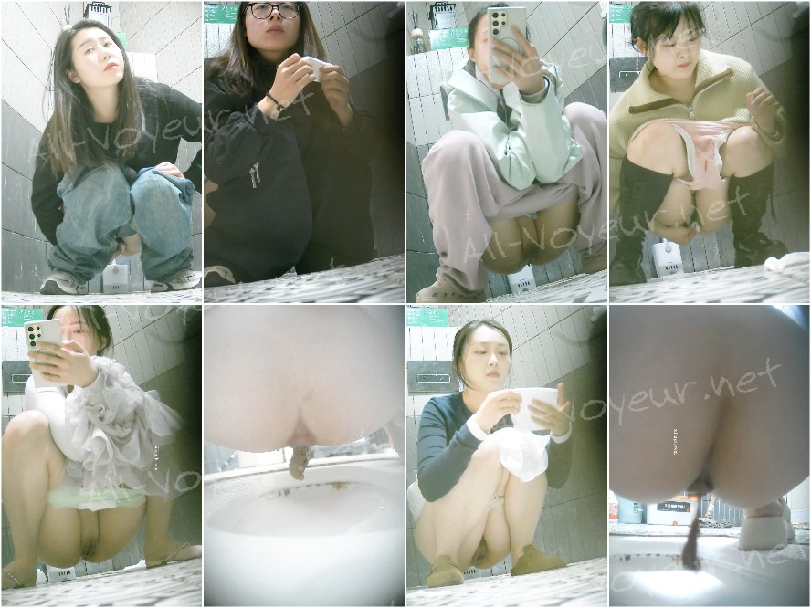 【トイレ撮影】前後ダブルアングル、極上無毛うんち、おばさんの下着着替え33V