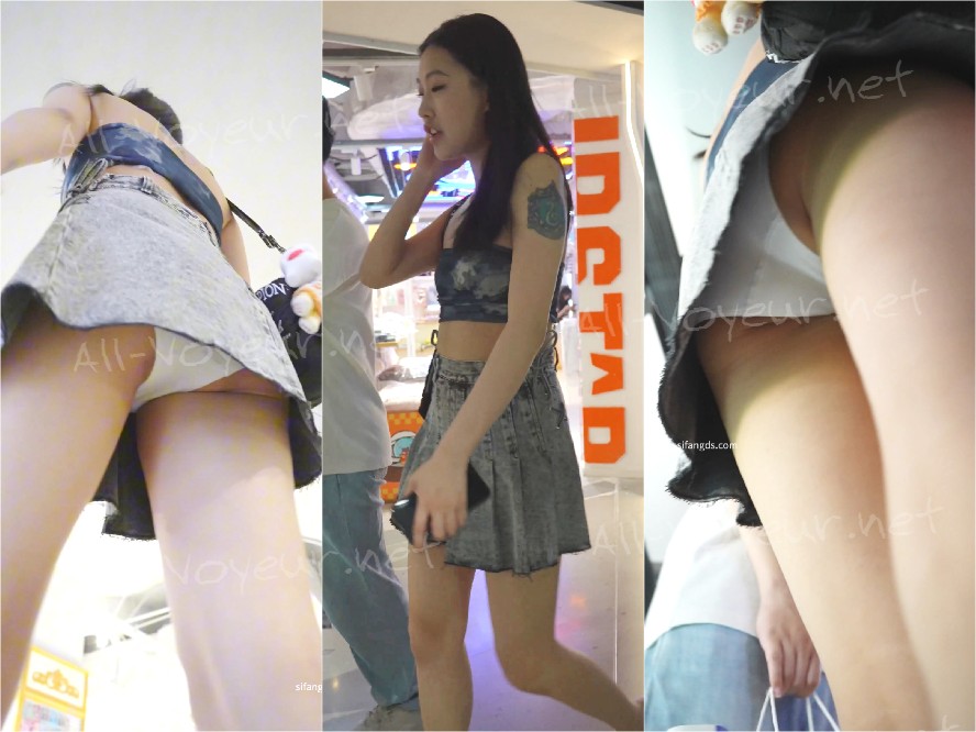 (BC-AA-473)牛仔裙美女直接吊带内衣逛街..性感肉臀内裤尿黄了 [某房原版]