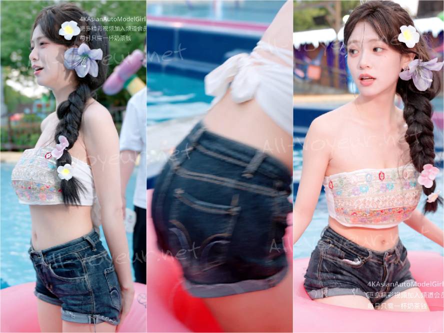 4K 比基尼泳装 天目湖水世界 #龙虾 拍摄花絮 网红车模 아주르 레인 수영복 비키니 swimsuit bikini アズールレーン 비키니 룩북