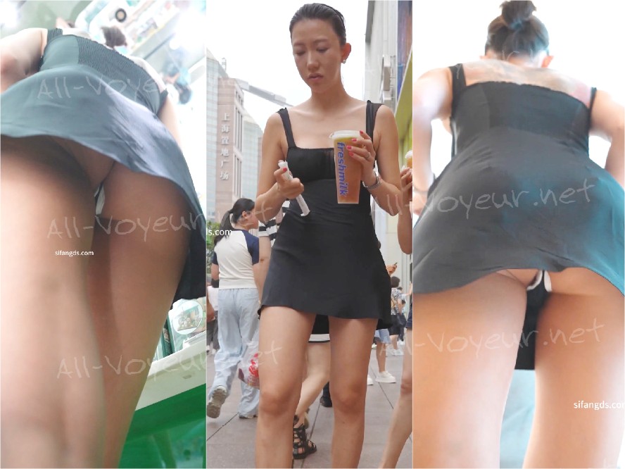 美容室CD金髪女性…濡れたレンズをくっつけた跡もなく前かがみになって髪を見せる