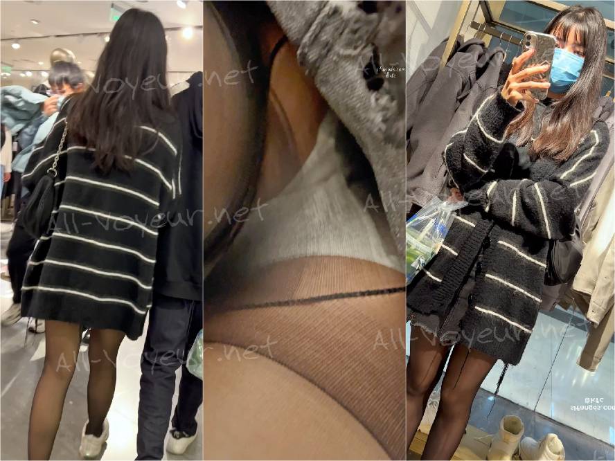 【KFC】スタイル抜群の美少女が服を買う。ミニスカ、黒ストッキング、白下着、ローアングルCD