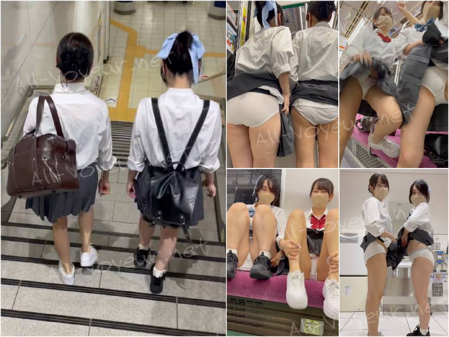 JK盗撮日記202 大人気の超仲良し二人組が久しぶりの登場！！巻き髪姿が激カワな現役JKを電車内で盗撮【※完全主観26分超撮