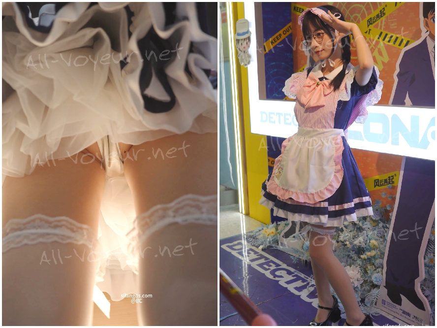 ツインテールの可愛いメイドさんとデート。サイドヘアーを露わにしてカウンターライトにスカートを照らされて