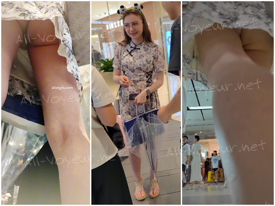 【CSCD】橘色抹胸包臀裙美女，完美身材前后抄底白色窄内