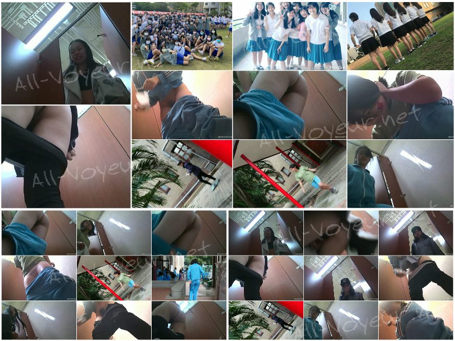 校园全景双镜头厕拍食堂女厕一群学生妹吃完饭来尿尿