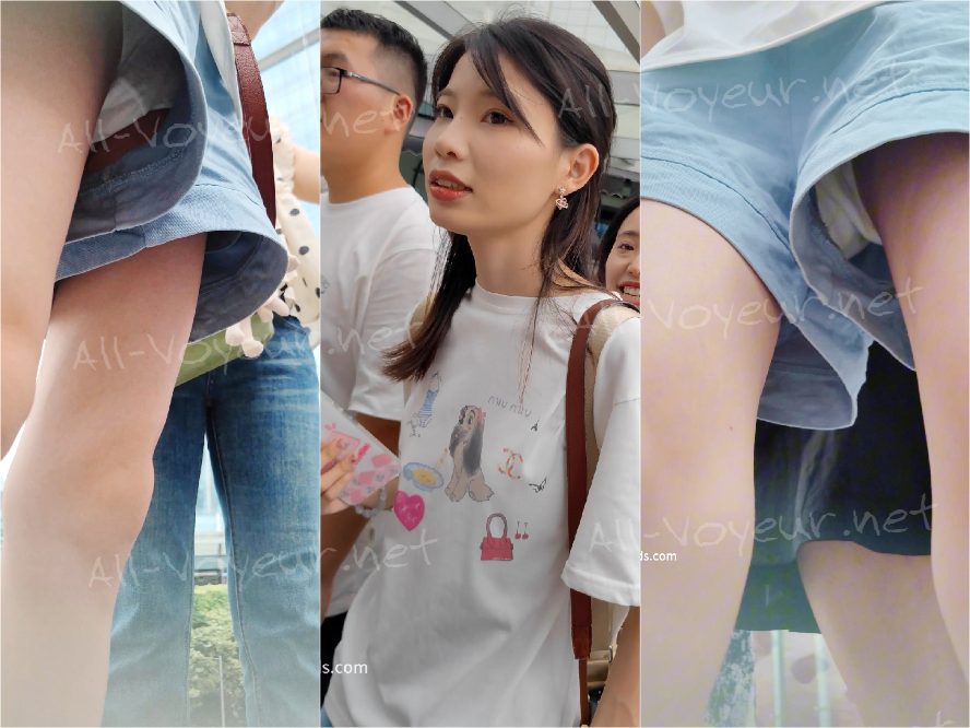 【CSCD】黑色白点包臀裙少妇和家人逛街，黑色窄内
