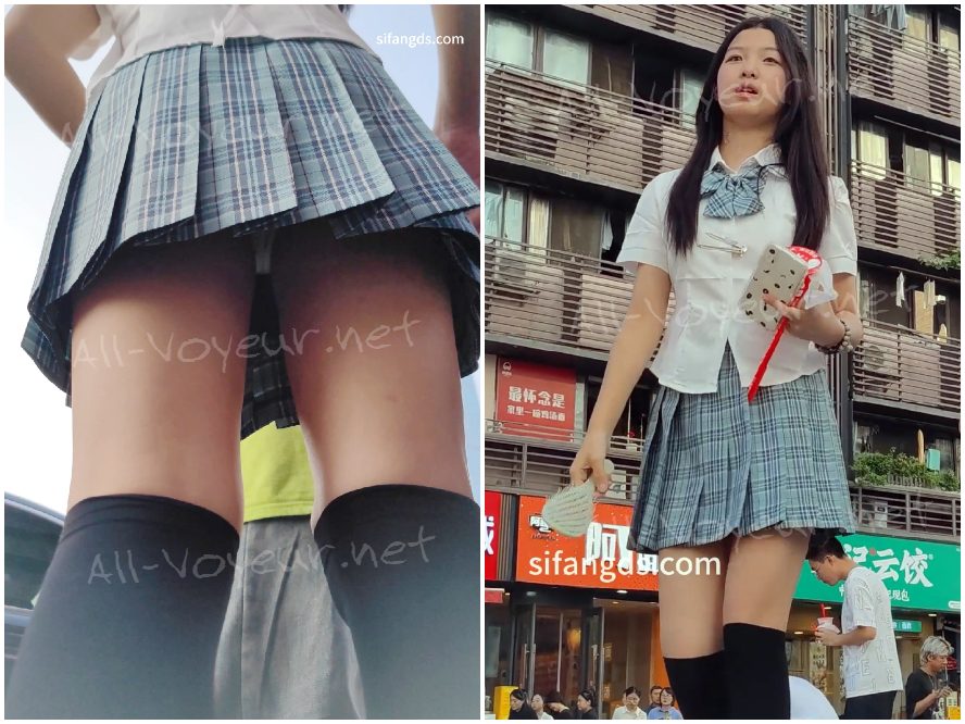 【CSCD】日系水手服黑丝小姐姐和闺蜜逛街，白色内内