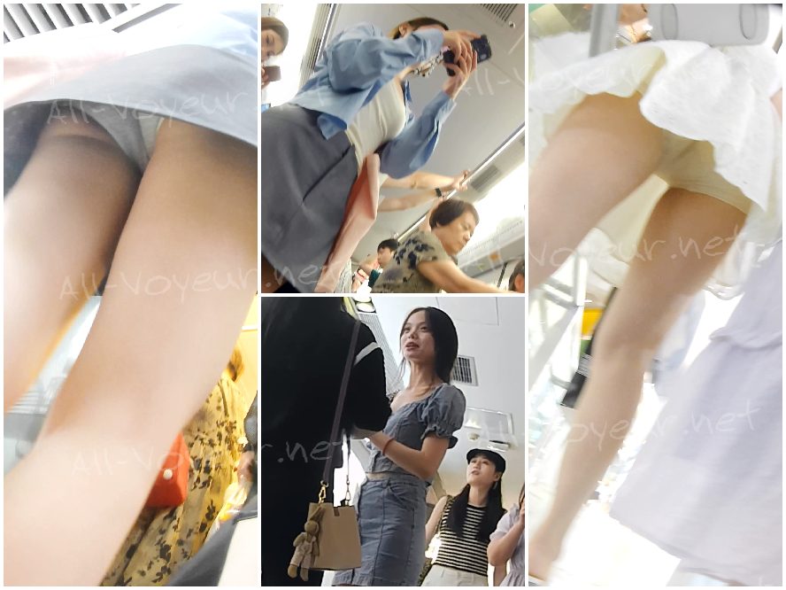 『D D』-105-眼鏡をかけた女子高生、濃いグレーのプリーツスカート、白い下着