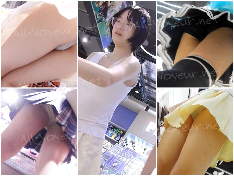 『D D』-107-眼镜学生妹,蓝衣黄JK长腿,卡通白窄内