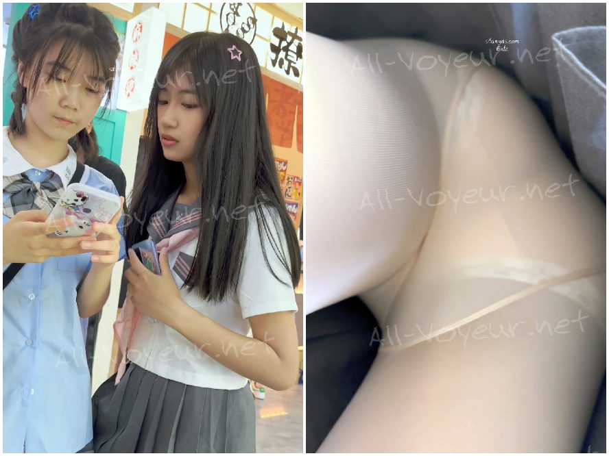 【KFC】仕事帰りにショッピング中のミニスカ若妻。肌色ストッキング半透け下着前後CD