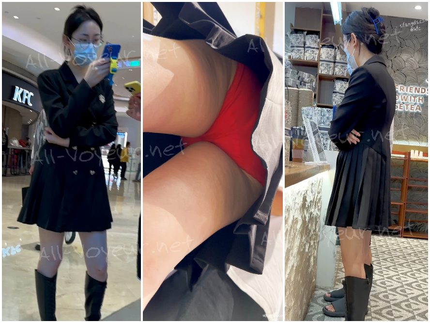 がっしりとした体格で眼鏡をかけた若い女性がボーイフレンドと一緒に買い物に来ていました。彼がっしりとした体格で眼鏡をかけた若い女性がボーイフレンドと一緒に買い物に来ていました。彼女はロングドレスと赤い下着を着ていました。女はロングドレスと赤い下着を着ていました。