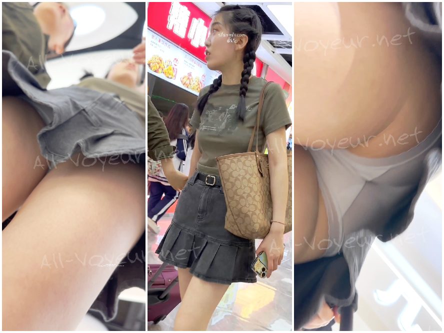 花柄のドレスを着た若い女性学生が買い物に出かけます。彼女は美しい顔立ちでスタイルも良く、白い下着（前面と背面）を着用しています。