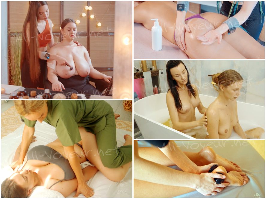 美女対美女、エロいヌードASMRマッサージSPAシリーズ❤️ 目と耳の二重のご馳走、二人とも顔もスタイルも最高です。