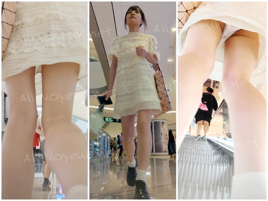 黄色いドレスを着た美しい女性が親友と買い物に行き、夕食をとっていたところ、半透明の白い下着からお尻が露わになった。
