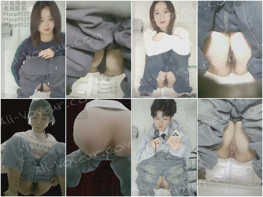 12月のTelegramグループから新たに流出した写真❤️: 大学の女子トイレで密かに撮影された写真。排尿する女子学生、白髪で眼鏡をかけた少女、自撮りデバイスが写っている。