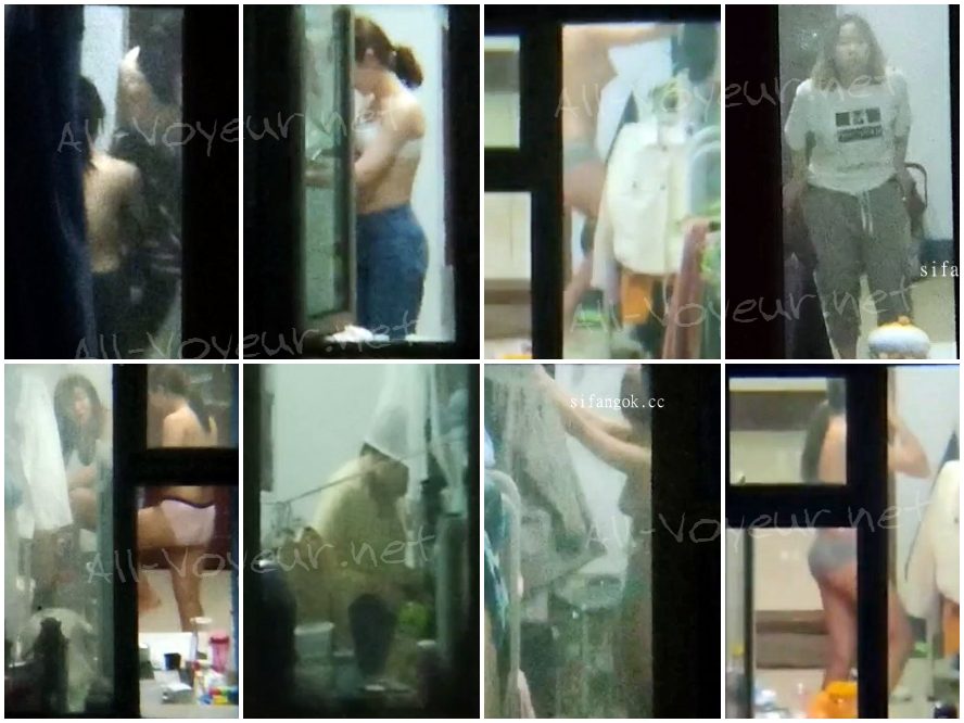 学校の寮の窓から覗く：女子生徒たちの着替え