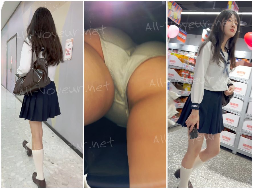 超かわいいぽっちゃりセーラー服女子高生、黒ストッキングと青下着(HD CD)