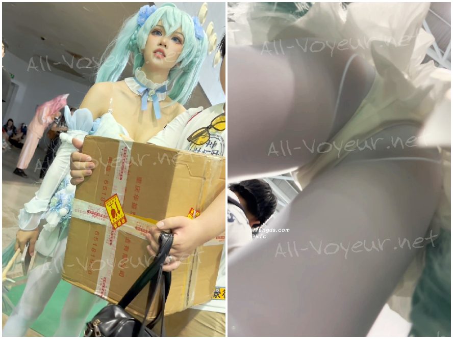 彼氏と一緒に買い物に行くJK制服女子高生。膝下の短いスカート、白いストッキング、