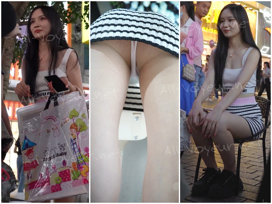 超短いスカートをはいた、脚の長い驚くほど美しい女性…足を上げるとうっかり露出してしまいます…白い下着が少し透けて、完璧なスタイルが露わになります…