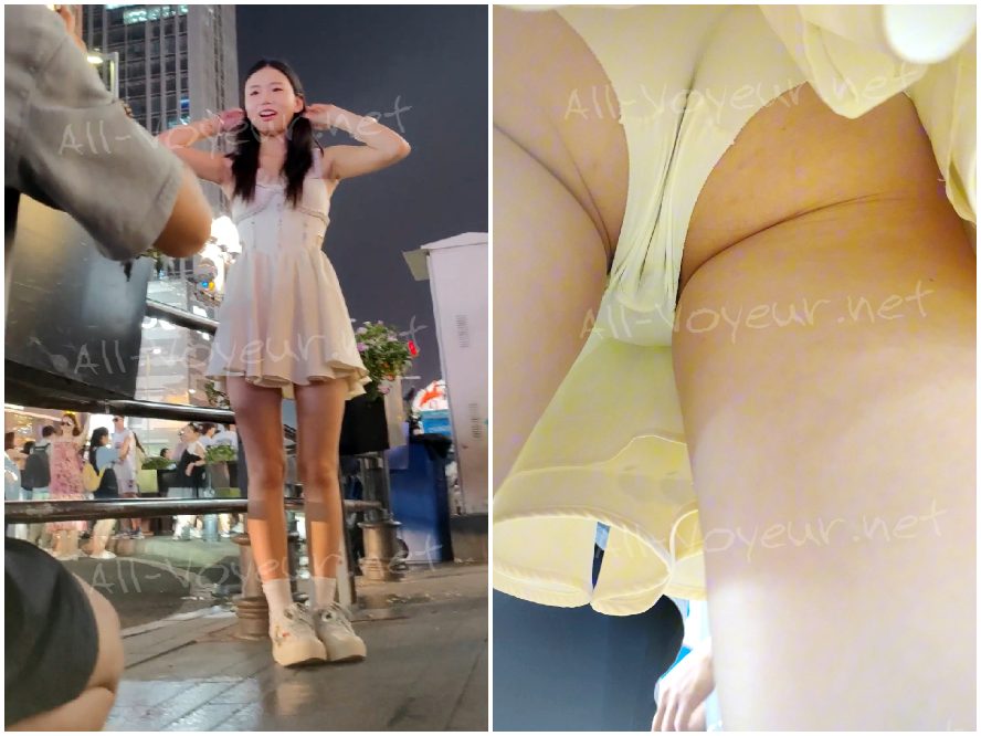 白いドレスを着た若い女性がボーイフレンドと一緒に買い物に来ています。彼女は白い下着を身につけています。白いドレスを着た若い女性がボーイフレンドと一緒に買い物に来ています。彼女は白い下着を身につけています。