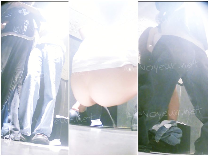 美しい女性がトイレから出ようとしたとき、男が後ろから性行為を強要した。