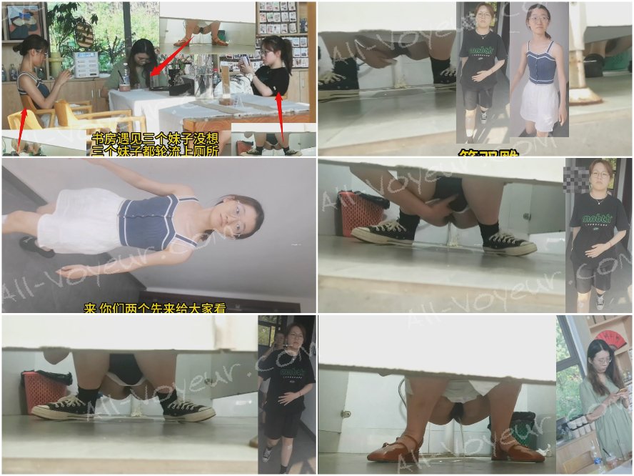 最新の高画質トイレ写真❤️ 名カメラマンが図書館で読書中の3人の女の子に偶然出会い、彼女たちが交代でトイレを利用しているのを見て、3人全員をワンショットで撮影しました。