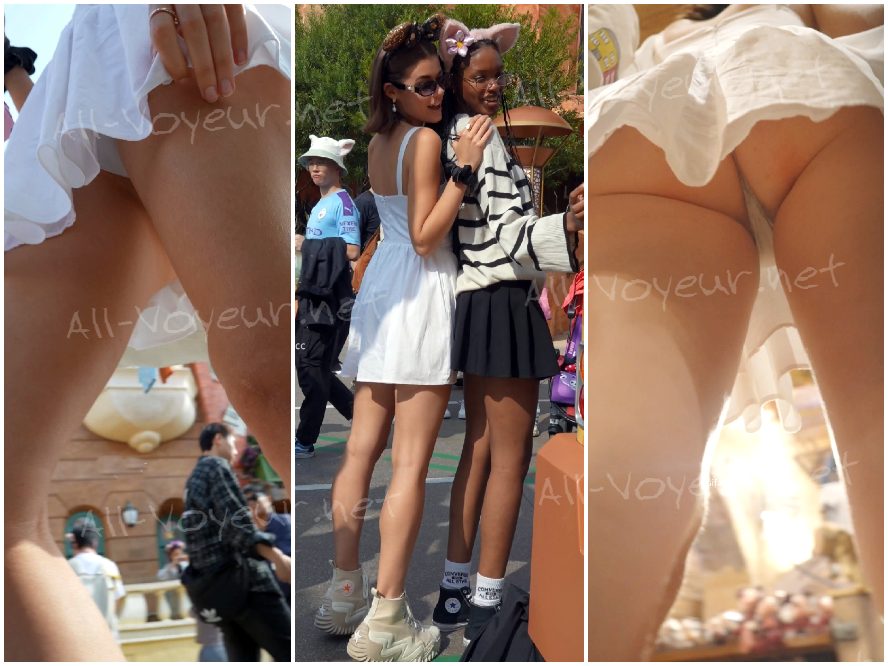 足の長い外国人の女の子がサンドレスを着ています。彼女のTバックは13cmの陰毛をかろうじて隠しています。