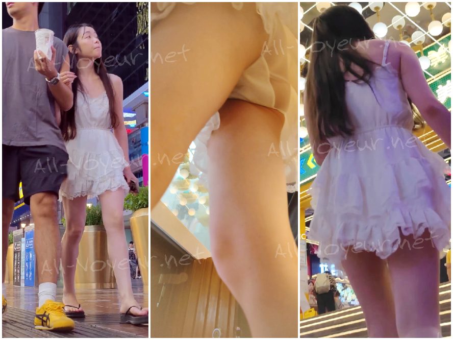 白いラインストーンの網タイツを履いた美しい女性が親友と一緒に買い物に来ます。彼女は白い下着を身につけています。