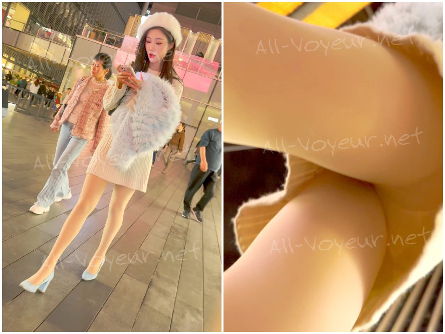 完璧な服装をした女子生徒が展覧会に出かけます。彼女は赤いストラップレスのドレスと、CD が付いた使い捨ての下着を身につけています。