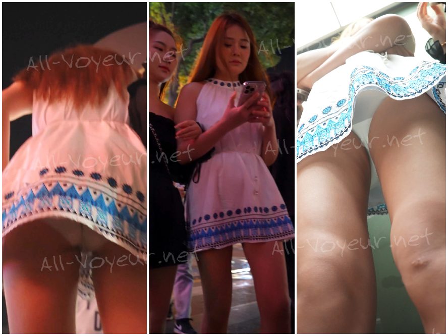 (BC-AA-647) 超ミニ白スカートの絶世美女 —— ギリギリ見えるシームレス下着… カメラを見下ろし、あわや露出寸前… [個室からのオリジナル版]