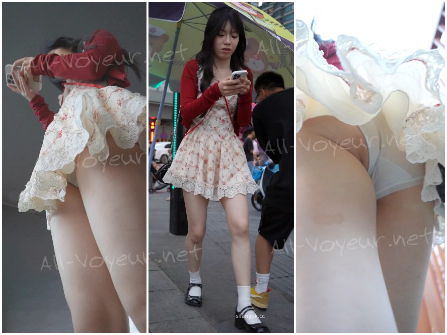 (BC-AA-647) 超ミニ白スカートの絶世美女 —— ギリギリ見えるシームレス下着… カメラを見下ろし、あわや露出寸前… [個室からのオリジナル版]