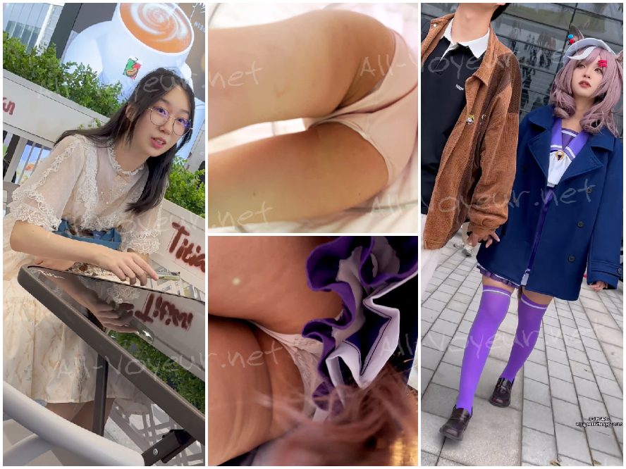 【KFC】「女子学生」クリップ2本のミニ総集編 —— 白ブリーフ＆ピンクショーツ（前後アングル）