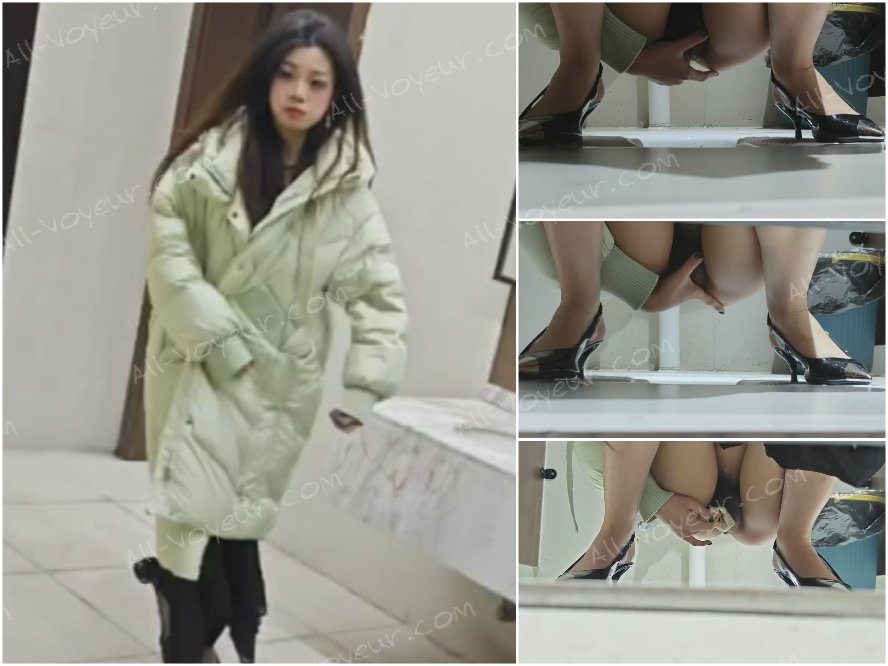 新たに流出したトイレの監視カメラ映像には、ハイヒールを履いたモデルが自動車ショーの女性用トイレで自慰行為をしている様子が映っている。