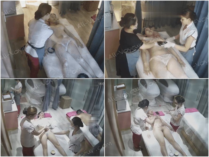 ハッカーが美容サロンの監視カメラに侵入し、映像を盗撮 ❤️ 全身オイルマッサージを受ける複数の若い女性たちを収録――見事なバストを持つ絶世の美女たちに加え、隣のベッドでうつ伏せになっている男性の姿も――なんと痛烈な損失！