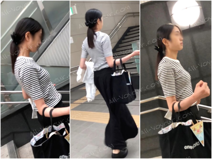 【横からの眺め221_ちっぱいver】長身スリムなＯＬのお椀型ちっぱいを並走で！