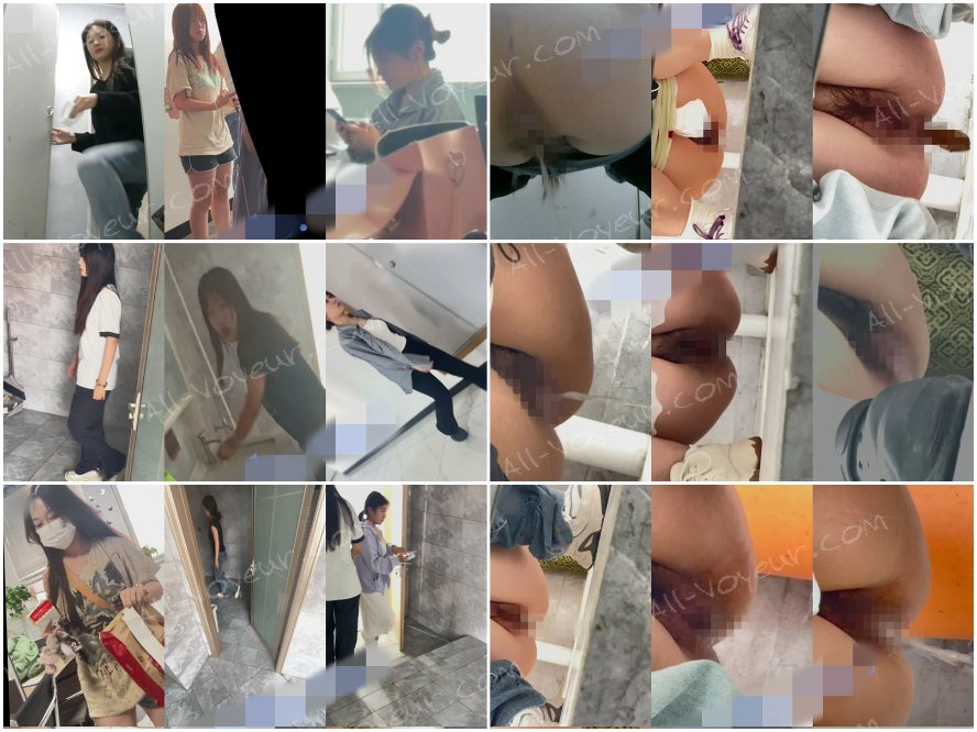 新たに流出したトイレの盗撮映像：ある「達人」がオフィスビルの個室トイレに忍び込み、数人の美しい女性同僚が用を足す様子を盗撮している。