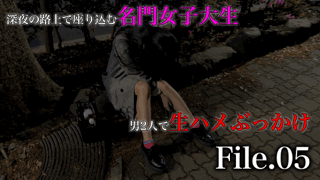 【File.05】路上で座り込む名門清楚女子大生　純白下着に隠された経験浅な締め付け◎名器をノンストップW生挿入